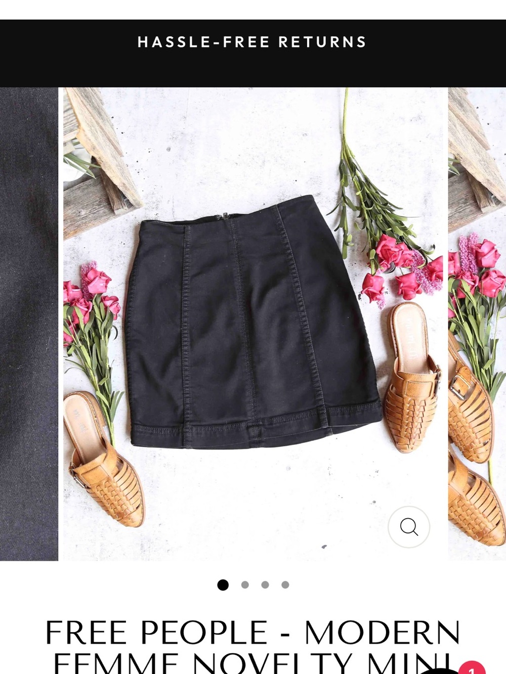 Free People Black Denim Mini Skirt